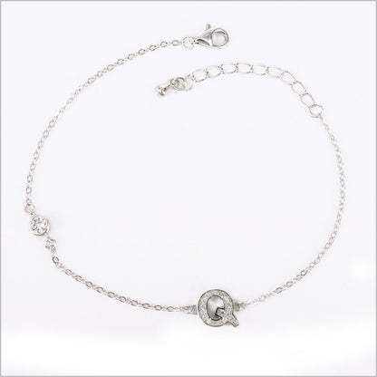 Bracciale in Argento 925 con iniziale zirconata