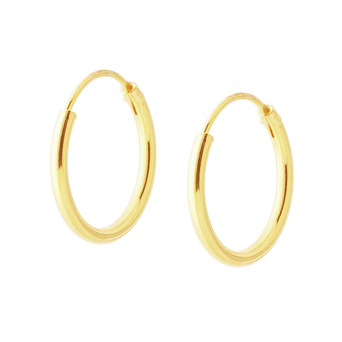 Orecchini Cerchio mm 16 con Canna tubolare liscia mm 1,6 in ARGENTO 925 Galvanica Oro