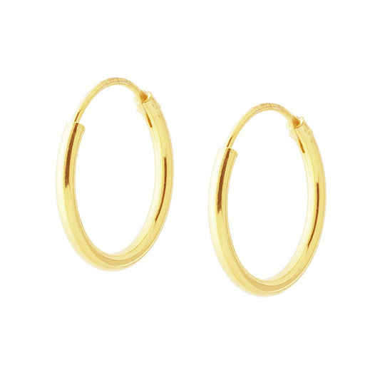 Orecchini Cerchio mm 16 con Canna tubolare liscia mm 1,6 in ARGENTO 925 Galvanica Oro