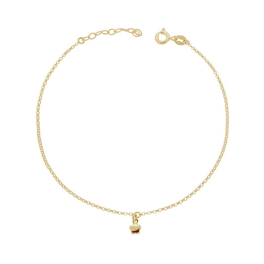 Cavigliera Catena Rolo Diamantata con Fiore pendente in ARGENTO 925 Galvanica Oro