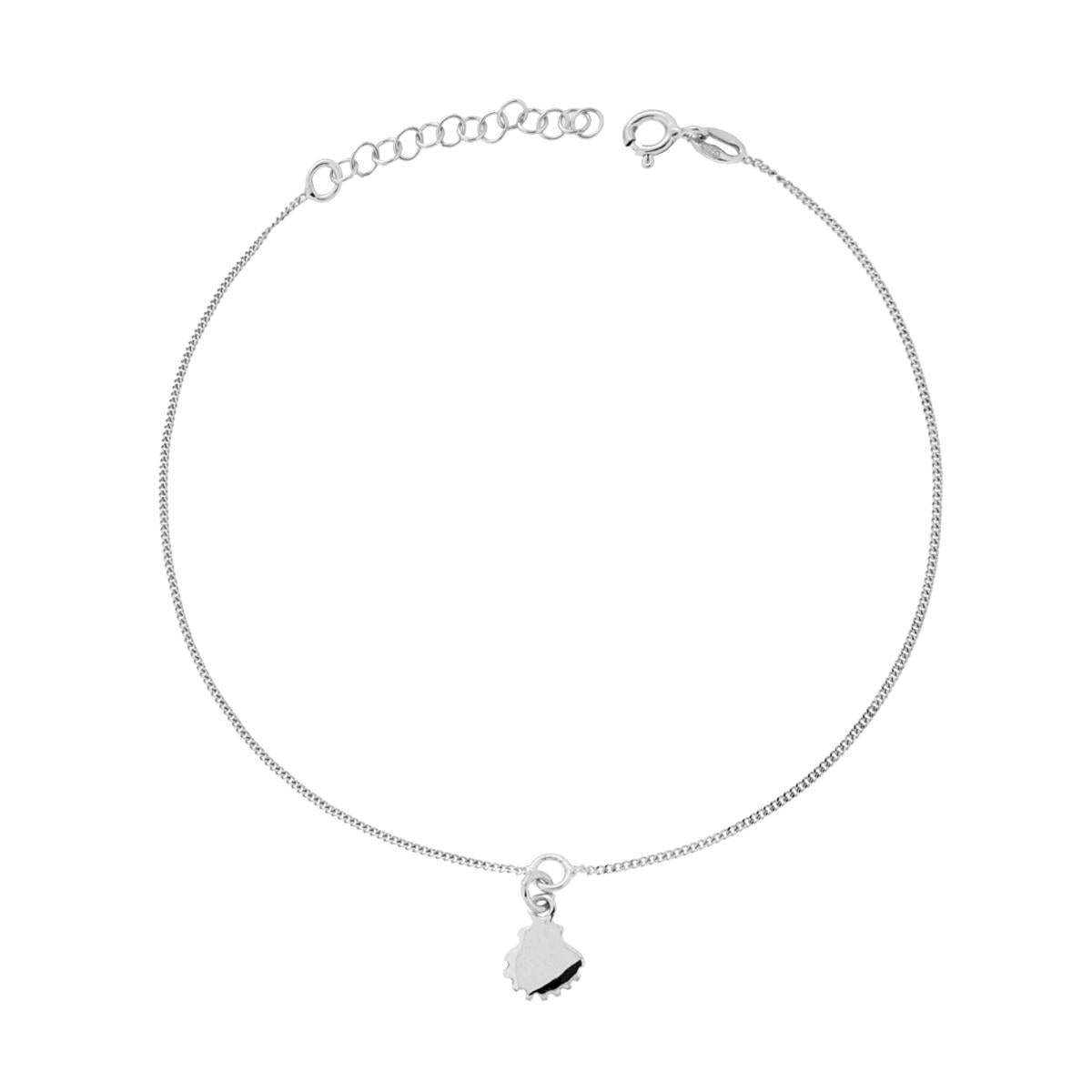 Cavigliera Catena Grumetta con Conchiglia Pendente in ARGENTO 925 Galvanica Rodio