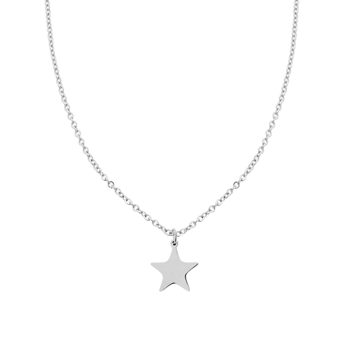 Collana Catena Forzatina Diamantata con Stella plain in ACCIAIO