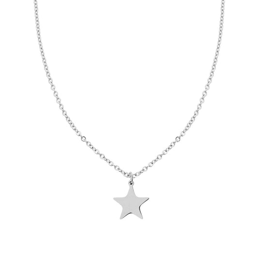 Collana Catena Forzatina Diamantata con Stella plain in ACCIAIO