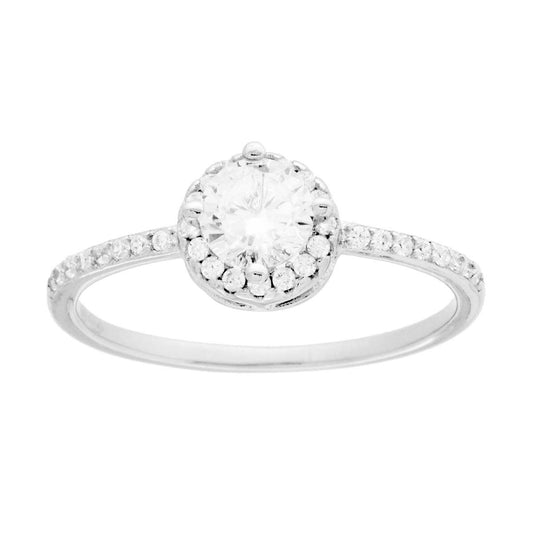Anello Solitario con Cubic Zirconia Bianco in ARGENTO 925 Galvanica Rodio