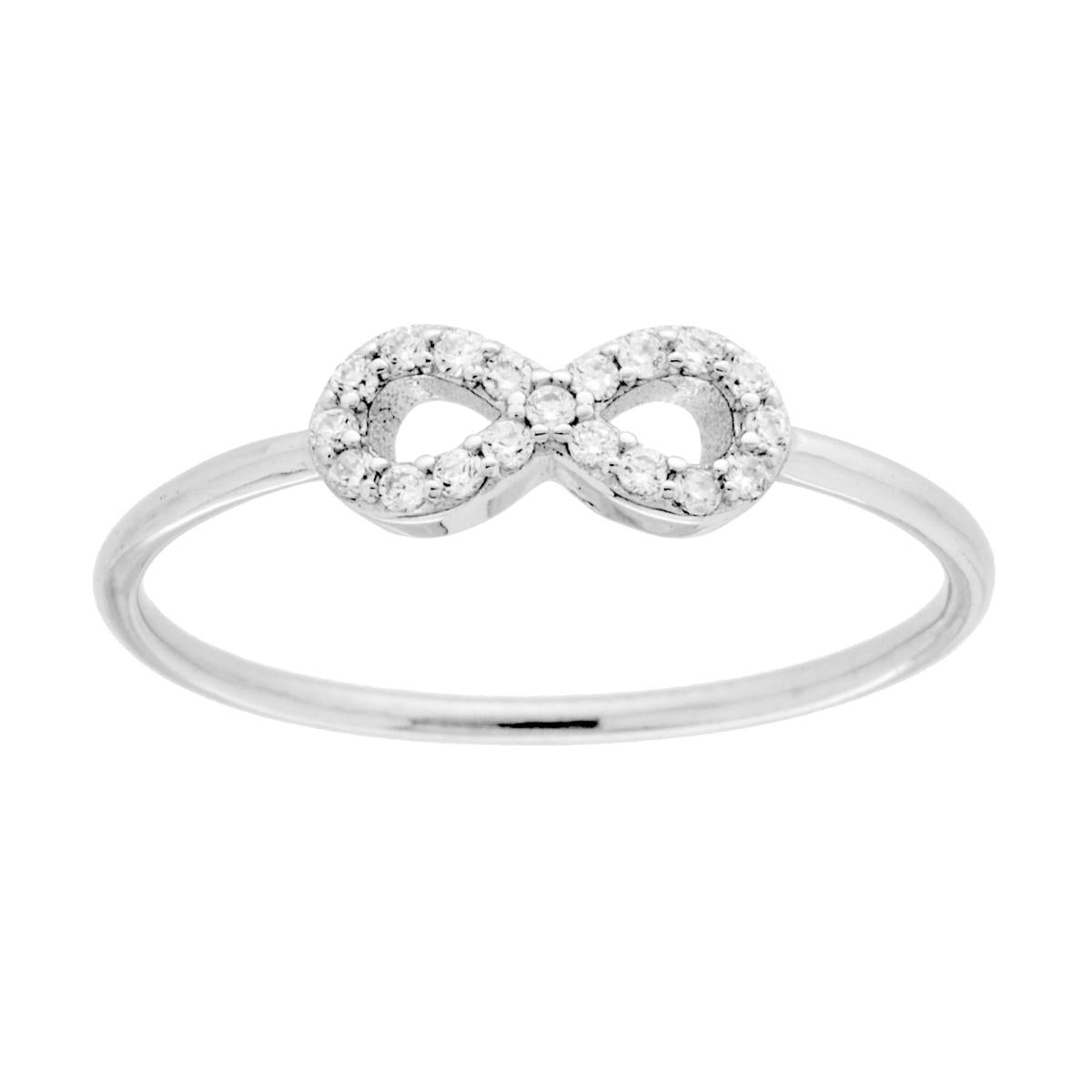 Anello Infinito con Cubic Zirconia Bianchi in ARGENTO 925 Galvanica Rodio