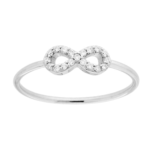 Anello Infinito con Cubic Zirconia Bianchi in ARGENTO 925 Galvanica Rodio