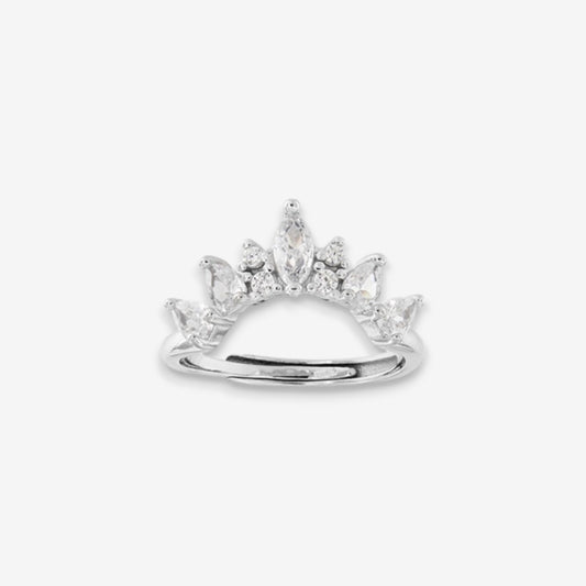 Anello Donna Corona  in Argento 925 Regolabile con zirconi
