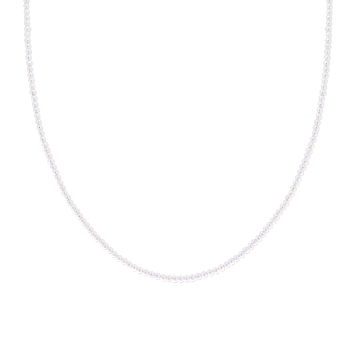 Collana Perla mm 2 in Vetro perlato con filo e chiusura in ARGENTO 925 Galvanica Rodio