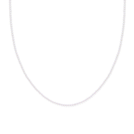 Collana Perla mm 2 in Vetro perlato con filo e chiusura in ARGENTO 925 Galvanica Rodio