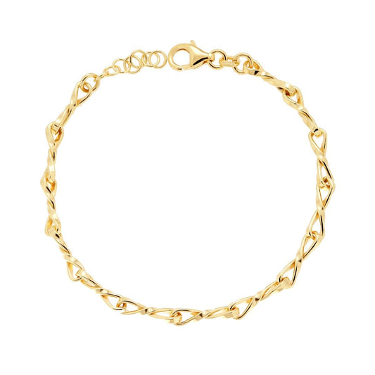 Bracciale Catena Nastri Ritorti in ARGENTO 925 Galvanica Oro