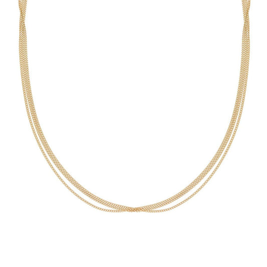 Collana tre fili Grumetta Diamantata in ARGENTO 925 Galvanica Oro