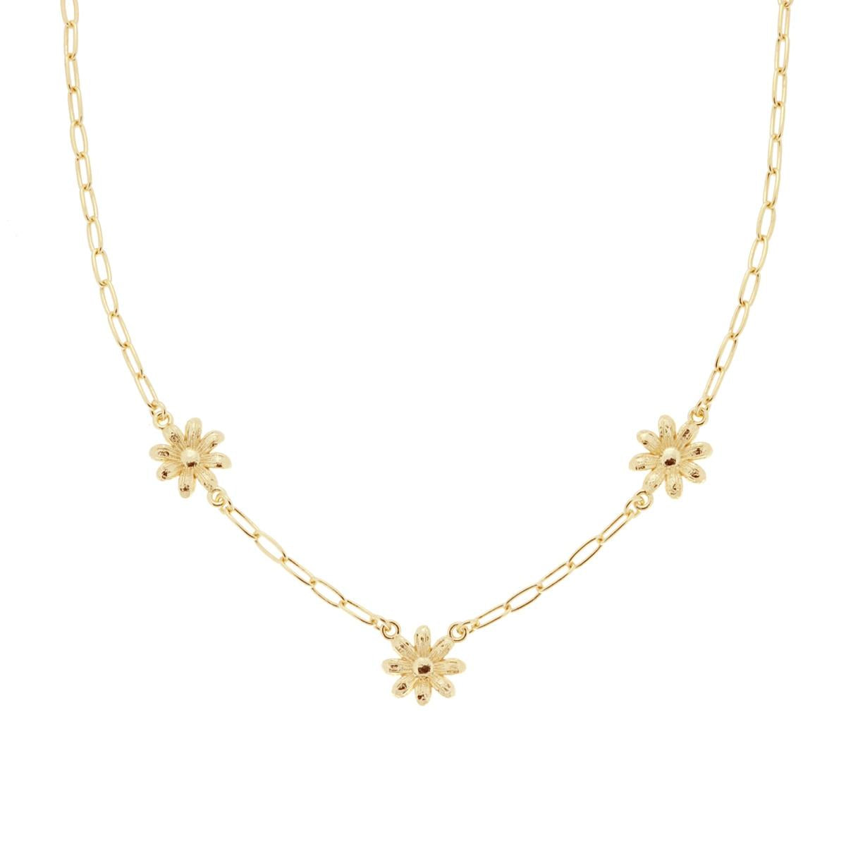 Collana Catena Forzatina allungata con Fiori in ARGENTO 925 Galvanica Oro