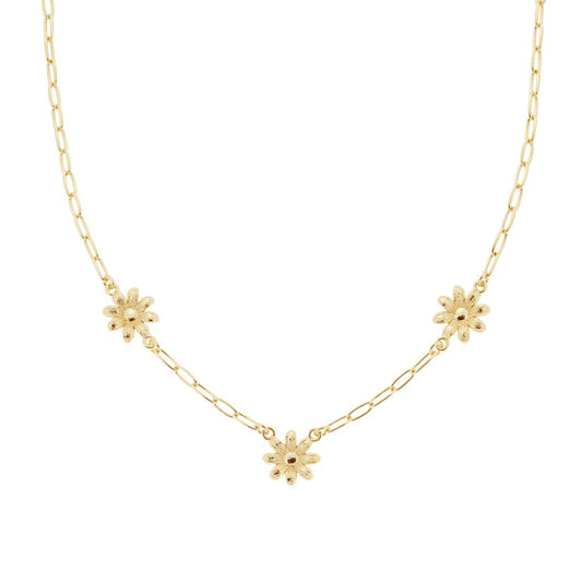 Collana Catena Forzatina allungata con Fiori in ARGENTO 925 Galvanica Oro