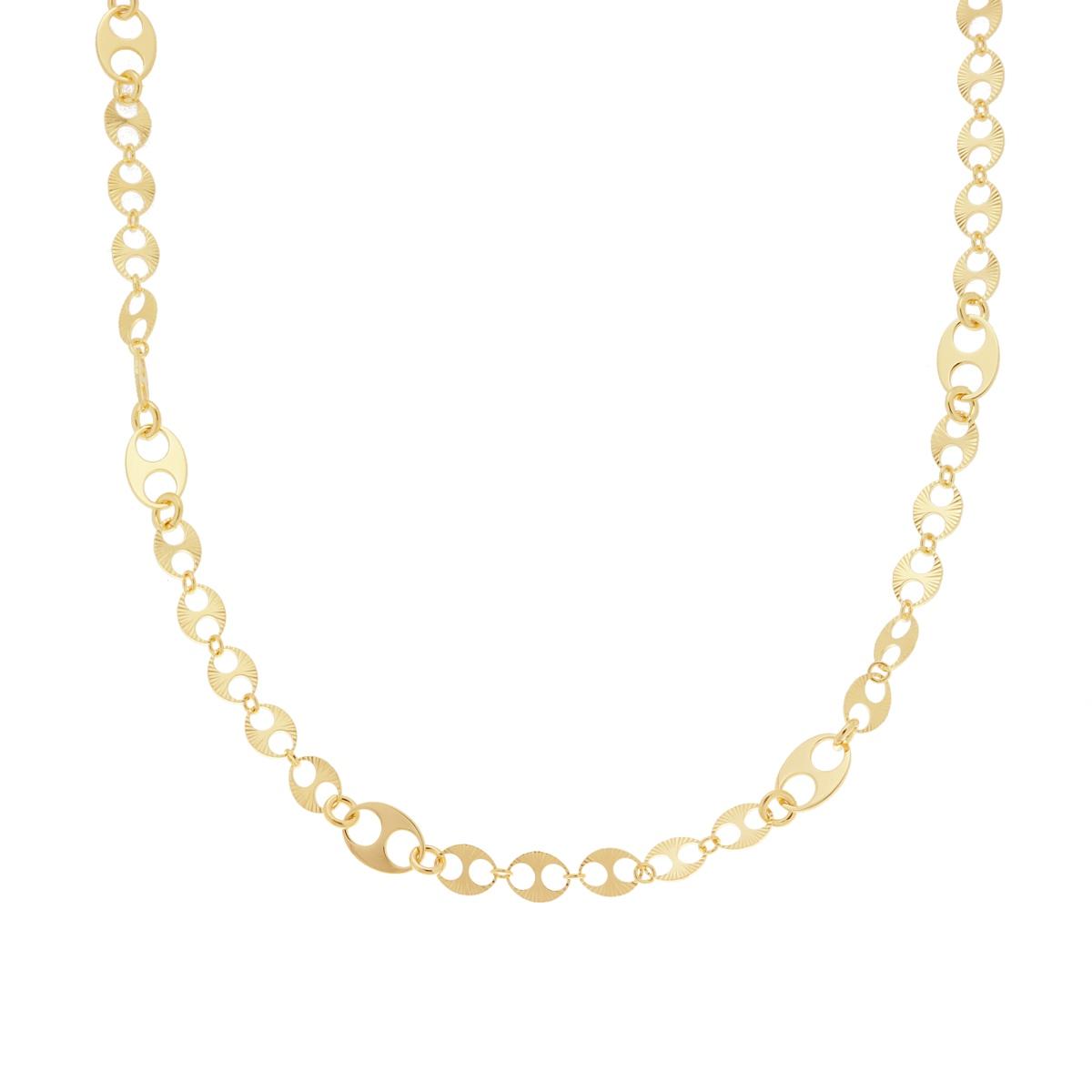 Collana Catena Maglia Marinara Diamantata in ARGENTO 925 Galvanica Oro