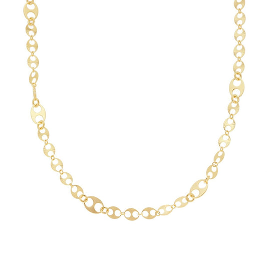 Collana Catena Maglia Marinara Diamantata in ARGENTO 925 Galvanica Oro