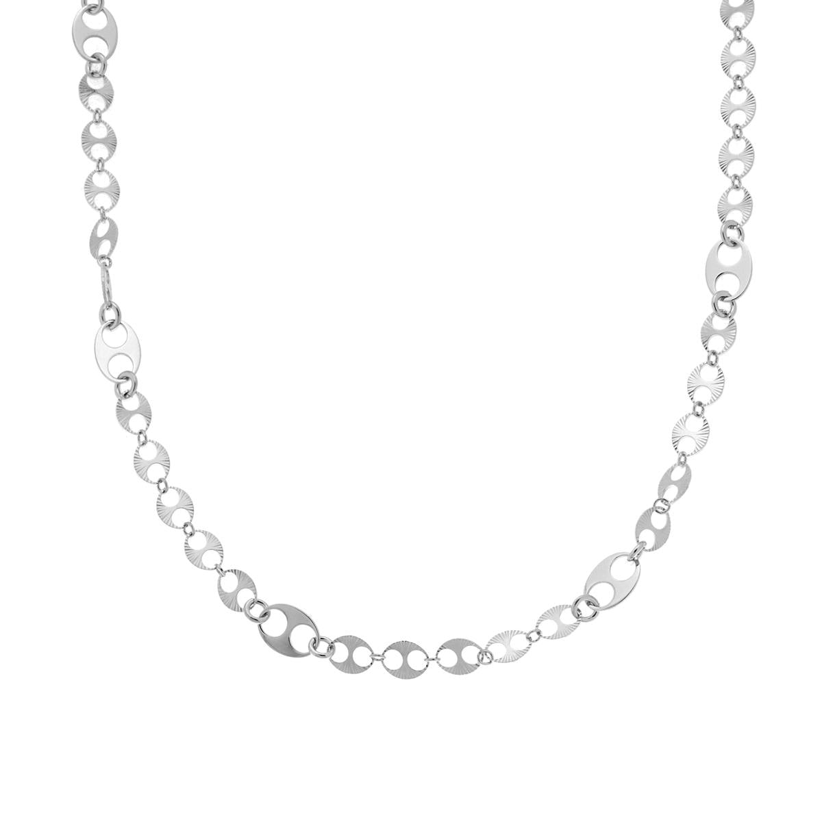 Collana Catena Maglia Marinara Diamantata in ARGENTO 925 Galvanica Rodio