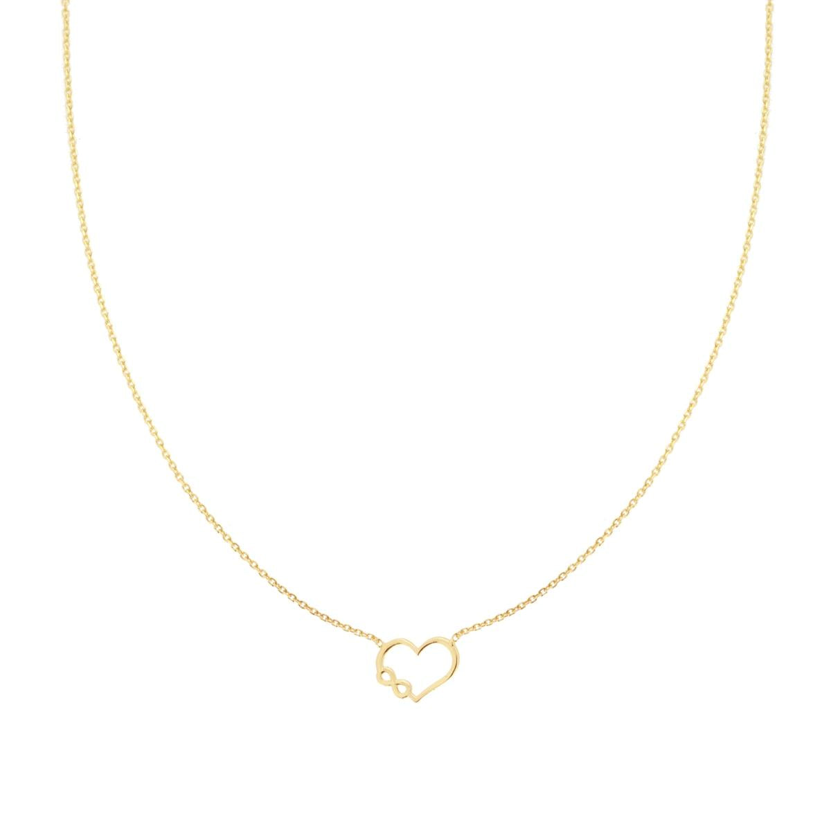 Collana Catena Forzatina Diamantata con Cuore e Infinito in ARGENTO 925 Galvanica Oro