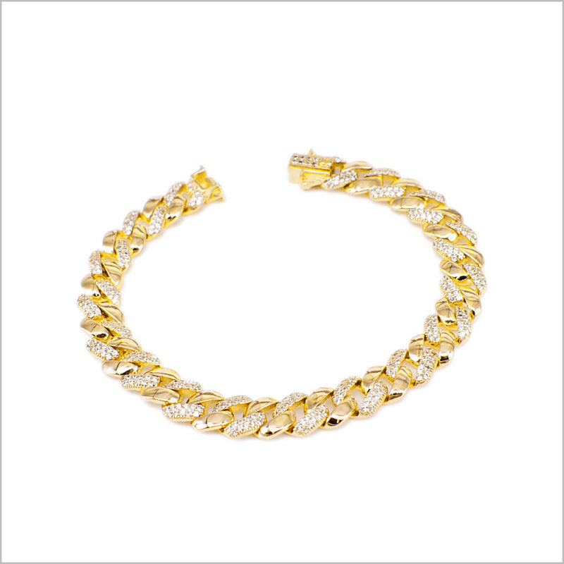 Bracciale a maglia groumette in Argento 925 con zirconi alternati