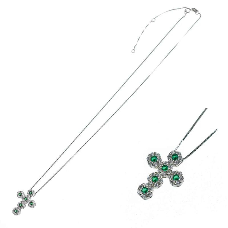 Collana Croce in Argento 925 con zirconi