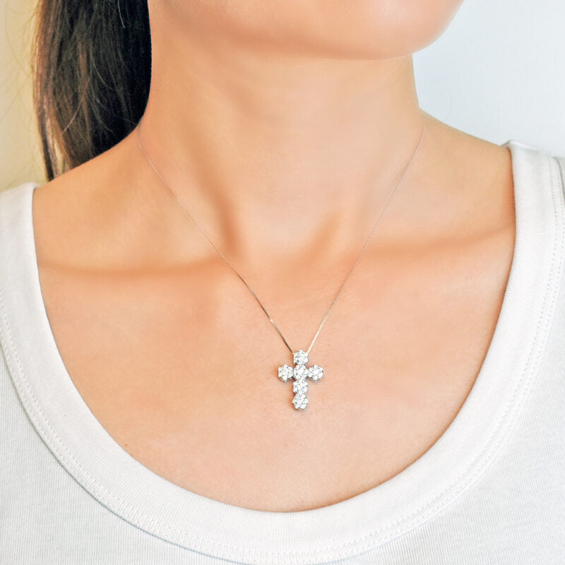 Collana Croce in Argento 925 con zirconi