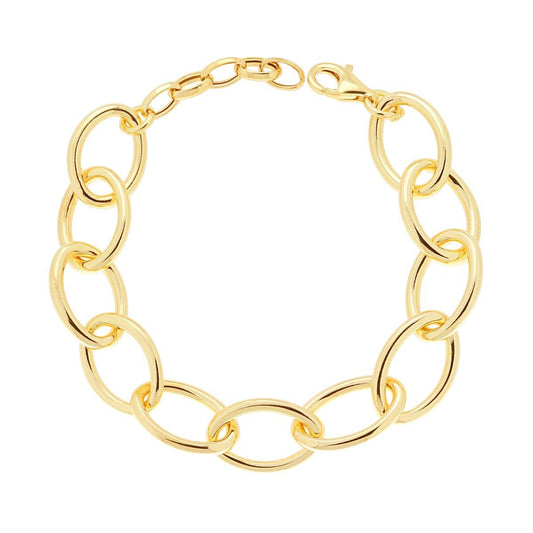 Bracciale Catena Forzatina Ovale mm 14 cm 18+4 in ARGENTO 925 Galvanica Oro
