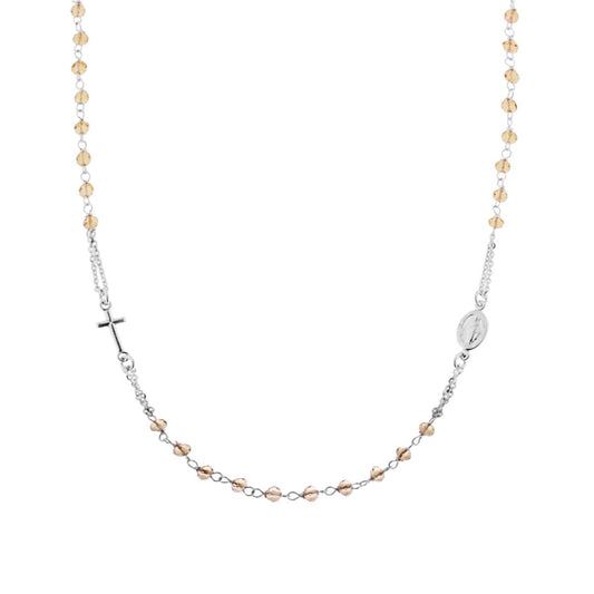 Collana Rosario modello Girocollo cm 50 con Crystal Topazio Boreale mm 3.5 in ARGENTO 925 Galvanica Rodio