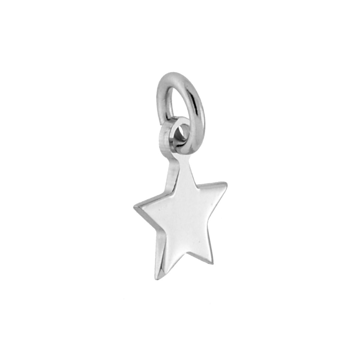 Ciondolo medaglietta per incisione a forma di stella con finitura liscia e lucida.<BR>Made in Italy
