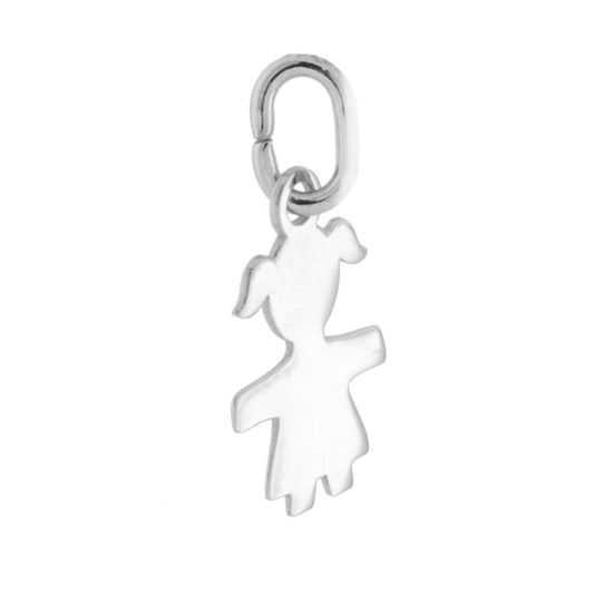 Ciondolo a forma di bimba con finitura liscia e lucida.<BR>Made in Italy