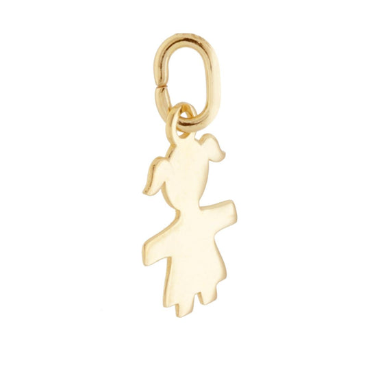 Ciondolo a forma di bimba con finitura liscia e lucida.<BR>Made in Italy