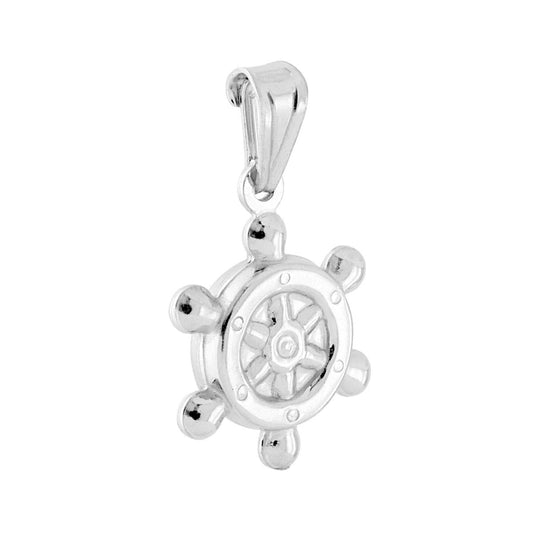 Ciondolo a forma di timone con finitura liscia e lucida.<BR>Made in Italy