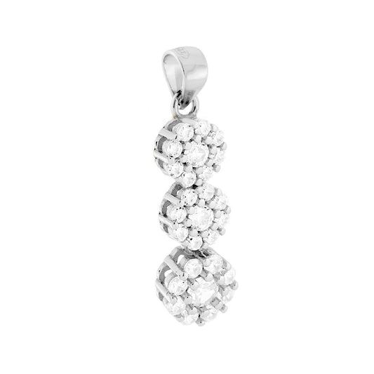 Ciondolo tennis con fiori pendenti composti da cubic zirconia bianchi montati su Griffe.<BR>