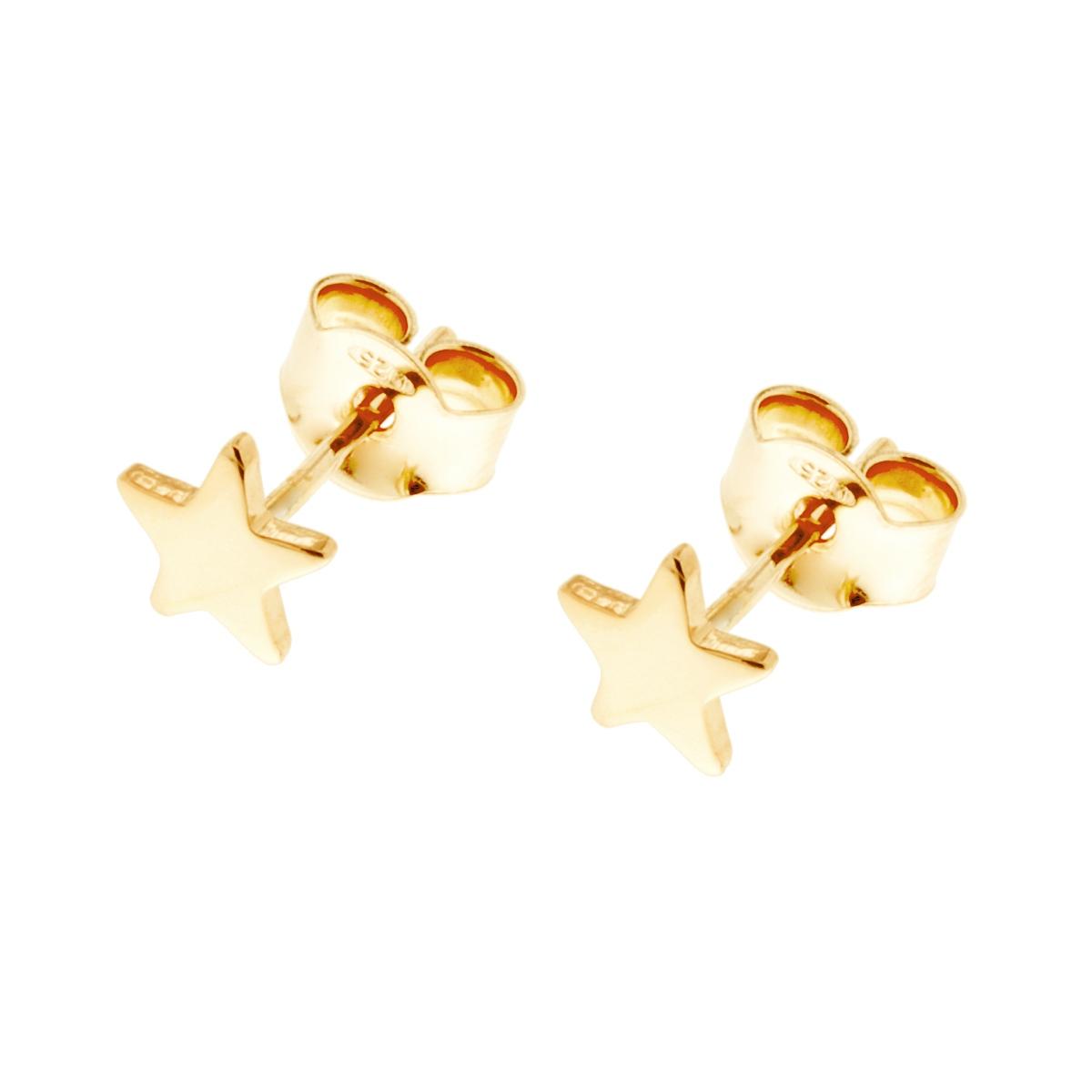 Orecchini Stella plain mm 6,7 in ARGENTO 925 Galvanica Oro