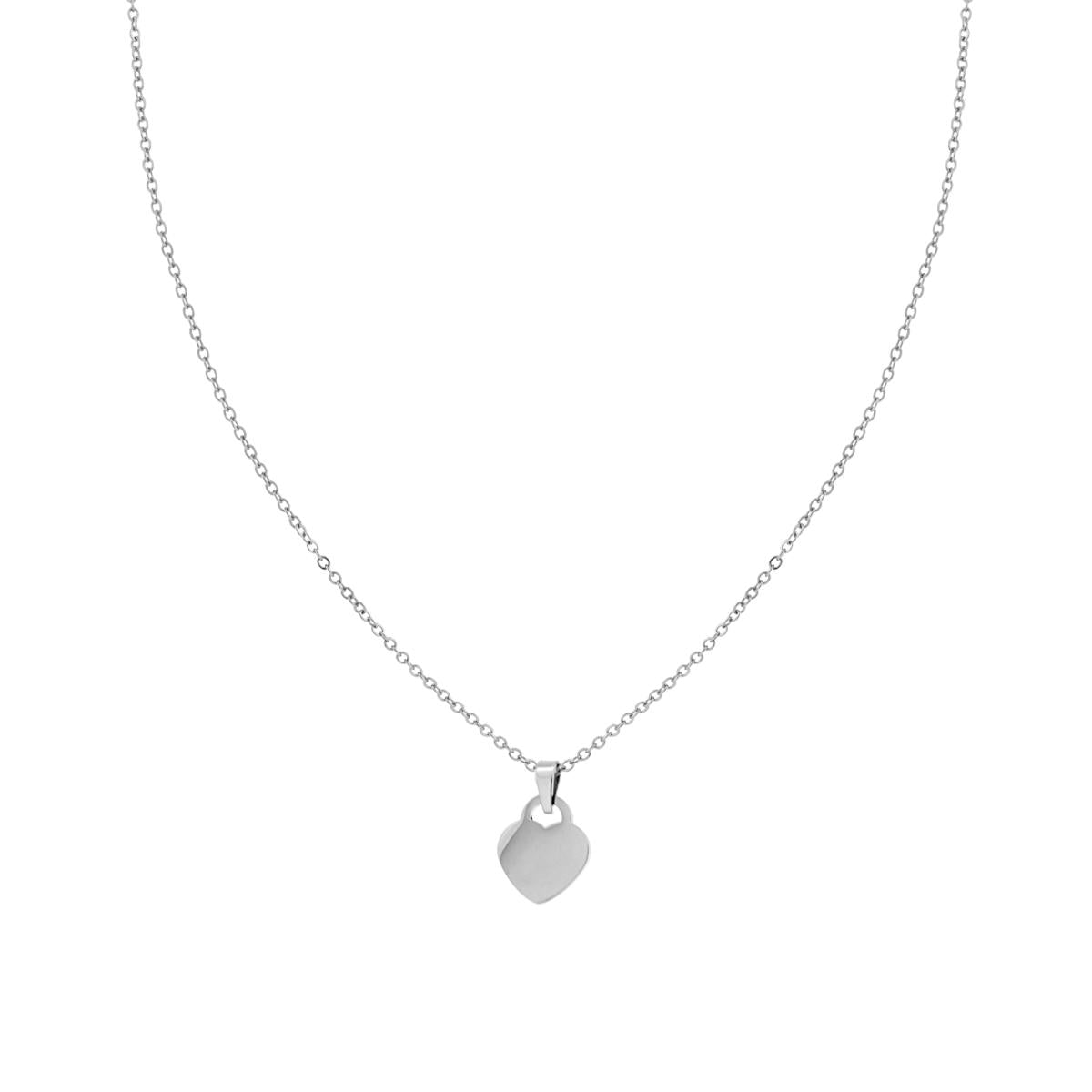 Collana Catena Forzatina Diamantata con Cuore Lucchetto in ACCIAIO