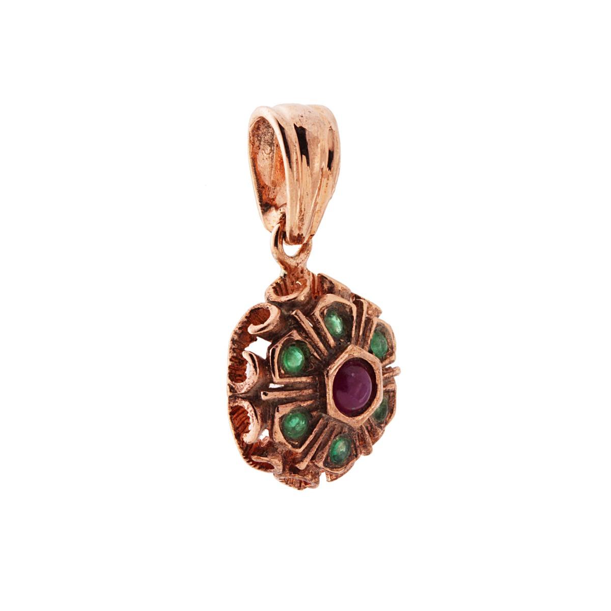 Ciondolo Etnico a forma di Fiore con Pietre Multicolor incastonate.