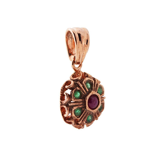 Ciondolo Etnico a forma di Fiore con Pietre Multicolor incastonate.