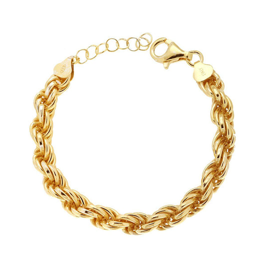 Bracciale Catena Corda 150 sezione mm 7,50 lunghezza cm 17+3 in ARGENTO 925 Galvanica Oro