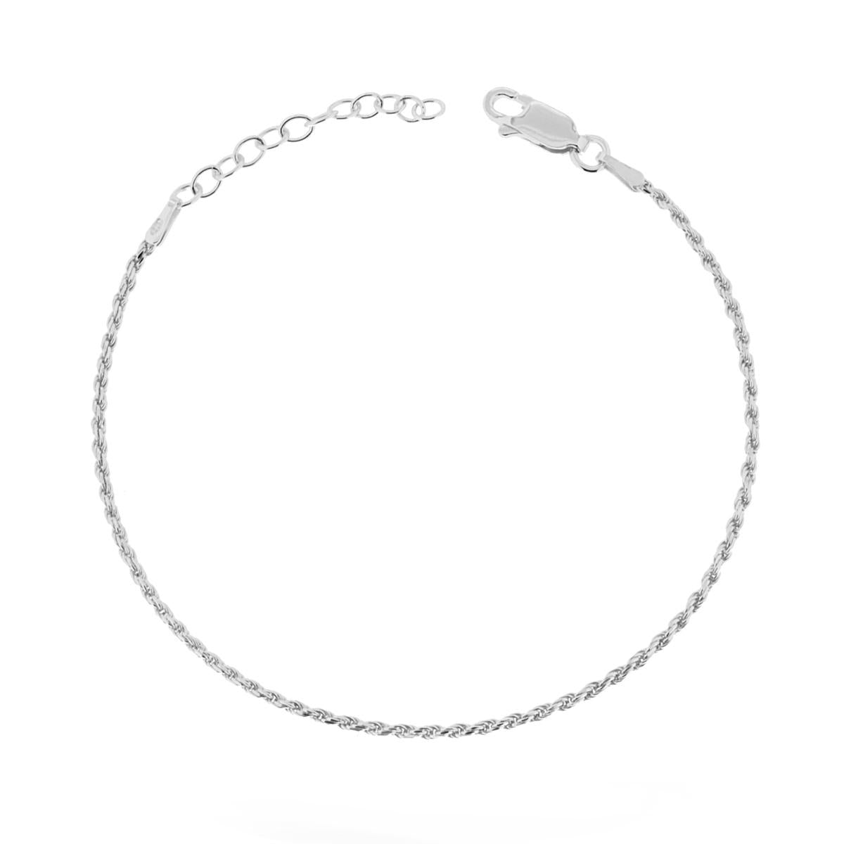 Bracciale Catena Corda Diamantata 030 sezione mm 1,50 lunghezza cm 16+3 in ARGENTO 925