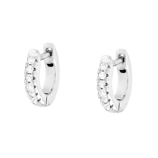 Orecchini Cerchio Scattino mm 10 con Cubic Zirconia Bianchi ARGENTO 925 Galvanica Rodio