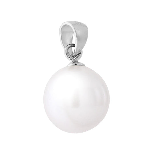 Ciondolo Perla in vetro perlato colore Bianco.<BR>
