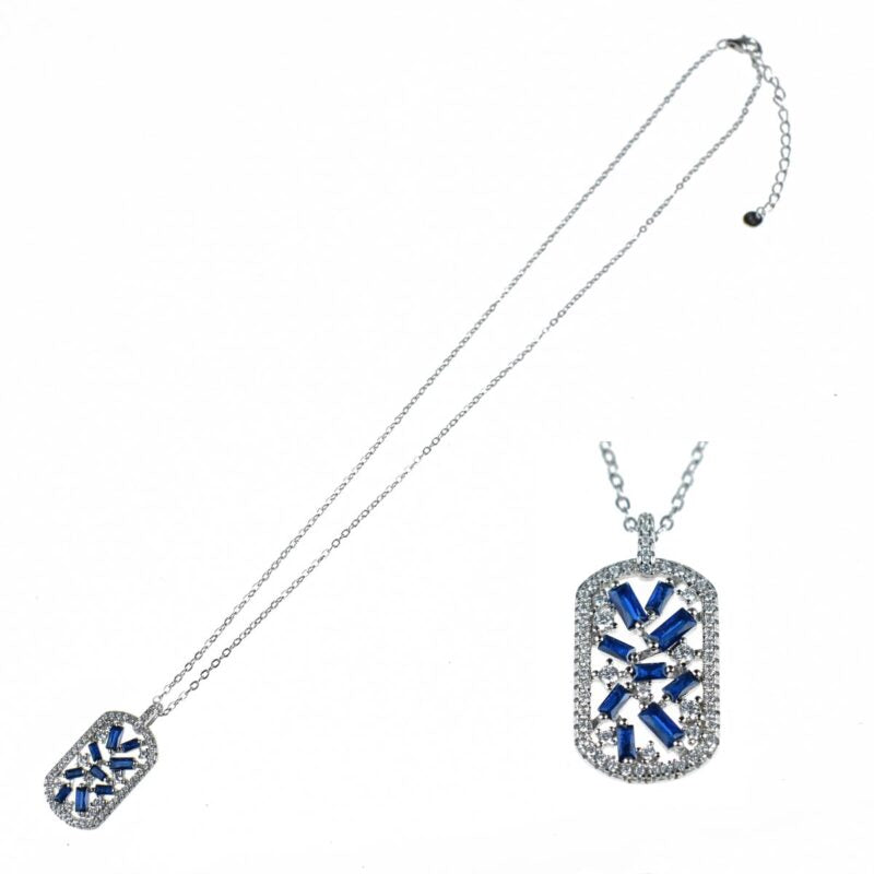 Collana in Argento 925 con ciondolo zirconato rettangolare