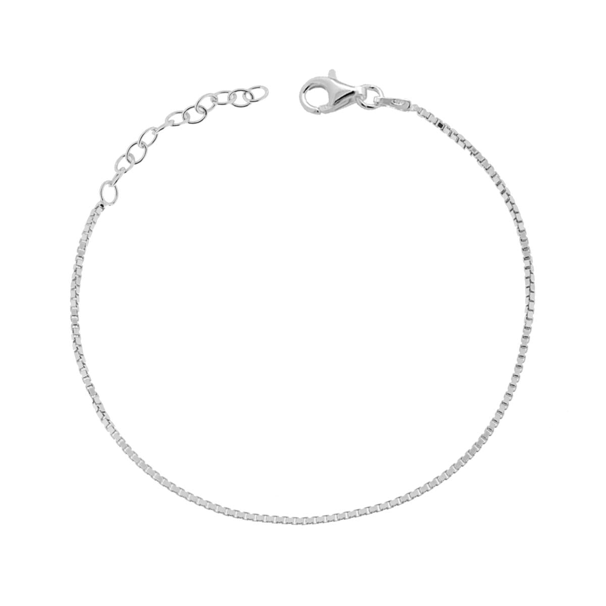 Bracciale Catena Veneziana diamantata mm 1.3 in ARGENTO 925 Galvanica Rodio
