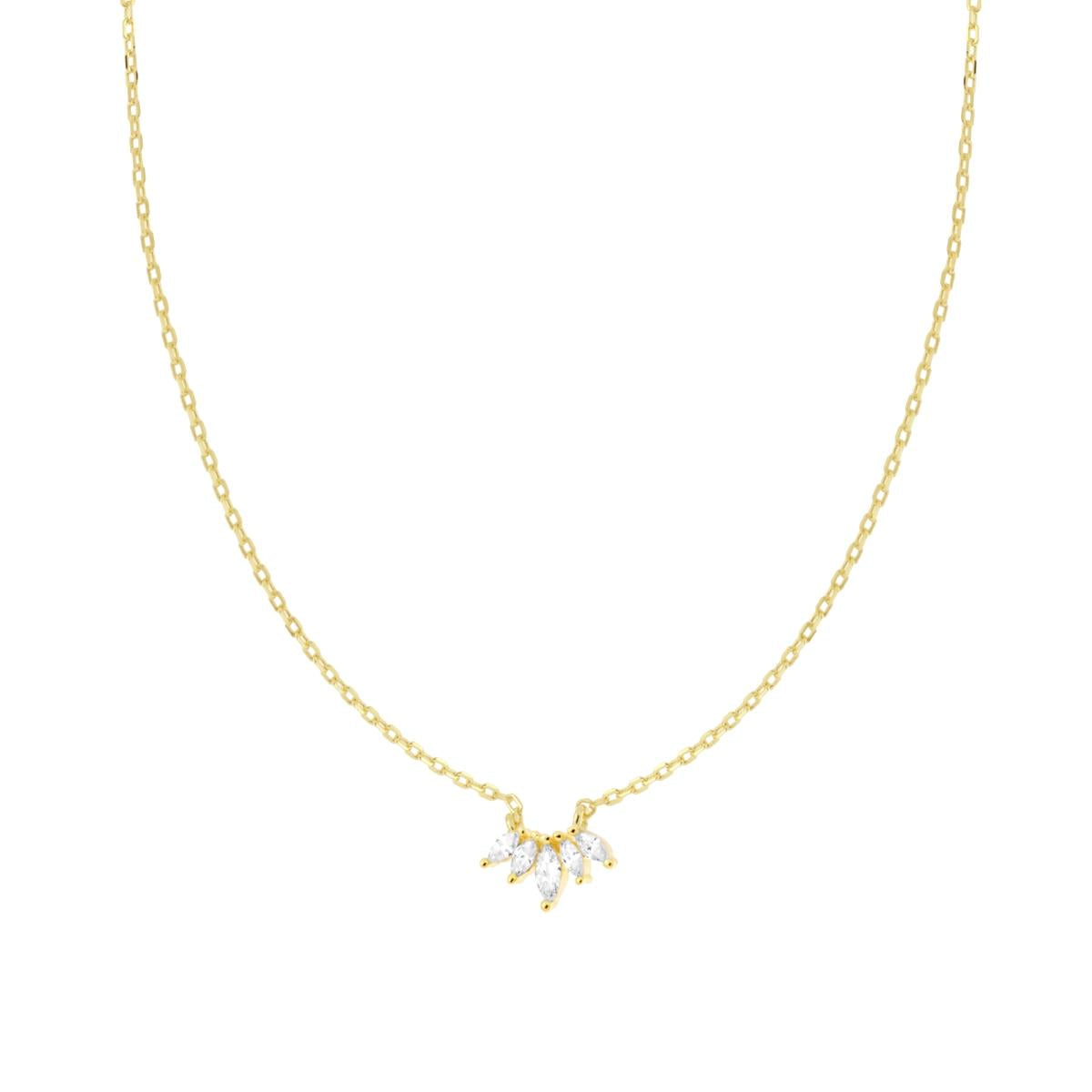 Collana Catena Forzatina Diamantata con Cubic Zirconia Bianchi in ARGENTO 925 Galvanica Oro