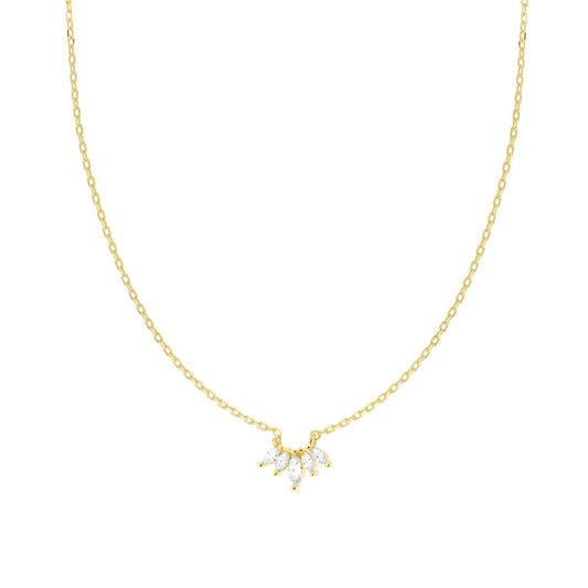 Collana Catena Forzatina Diamantata con Cubic Zirconia Bianchi in ARGENTO 925 Galvanica Oro