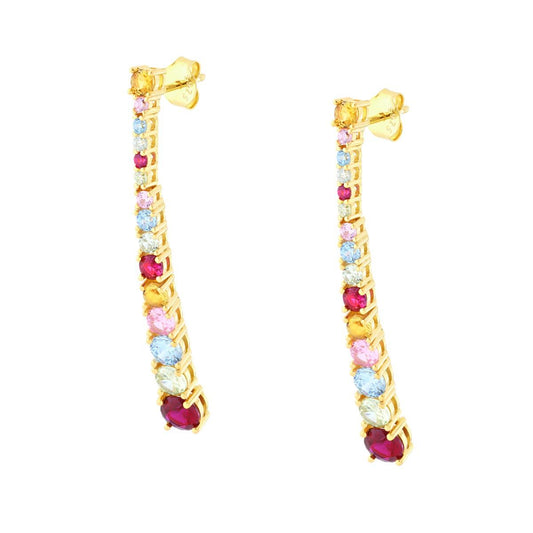 Orecchini Tennis Degrade con Cubic Zirconia Multicolor in ARGENTO 925 Galvanica Oro