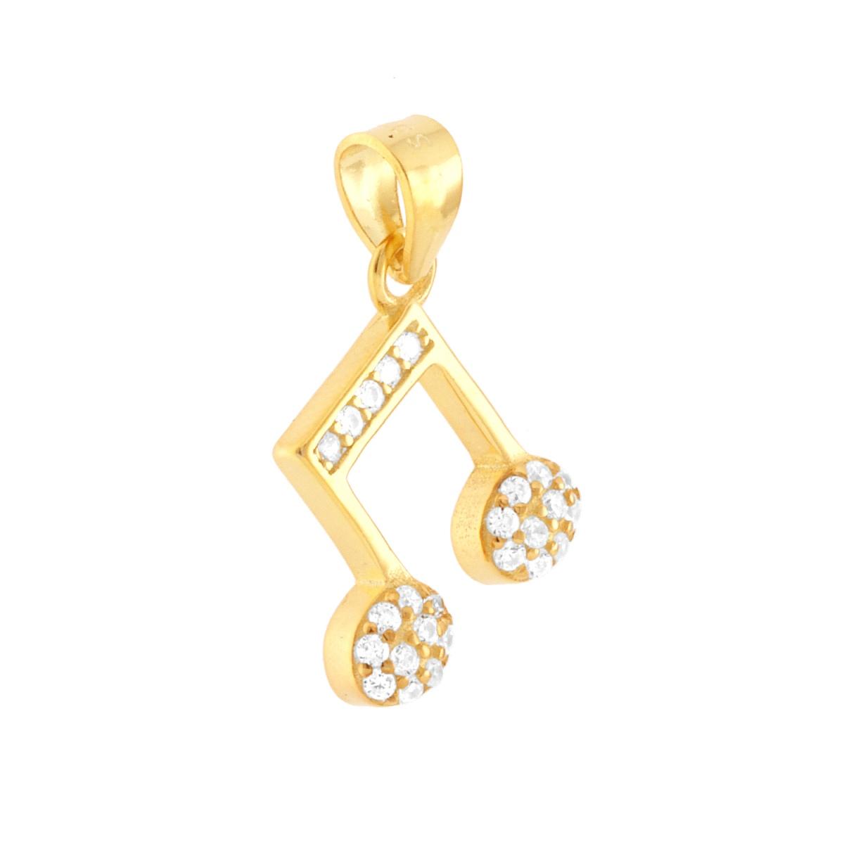 Ciondolo a forma di Nota Musicale Biscroma con cubic Zirconia colore Bianco incastonati.