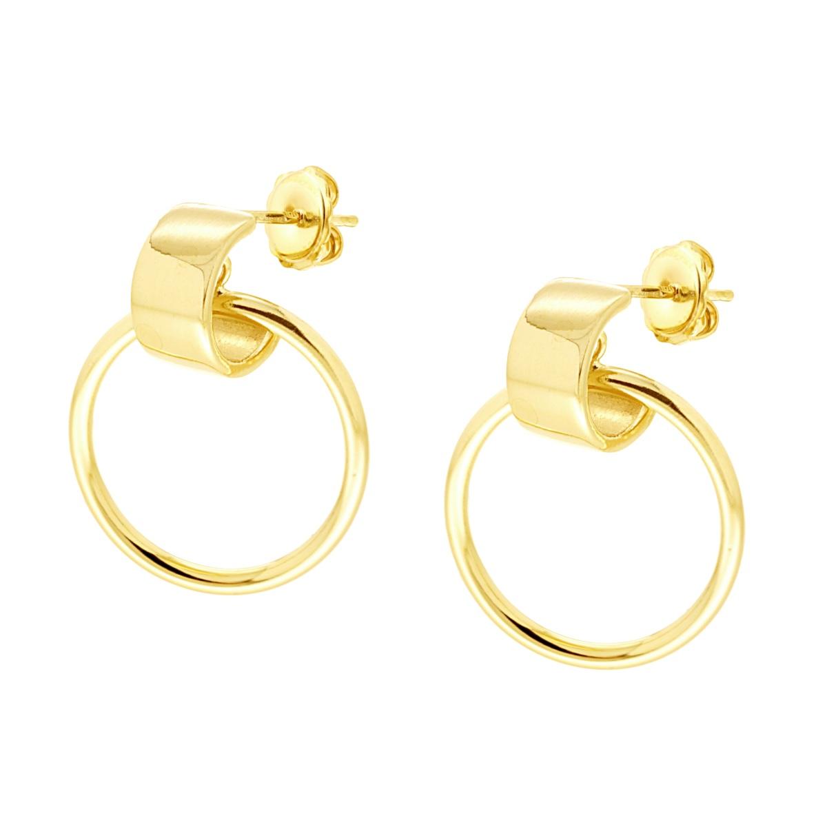 Orecchini Cerchio Boccolo con Anello pendente in ARGENTO 925 Galvanica Rodio