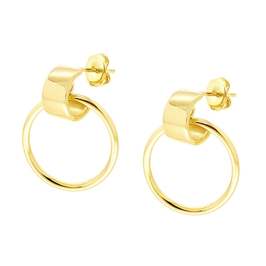 Orecchini Cerchio Boccolo con Anello pendente in ARGENTO 925 Galvanica Rodio