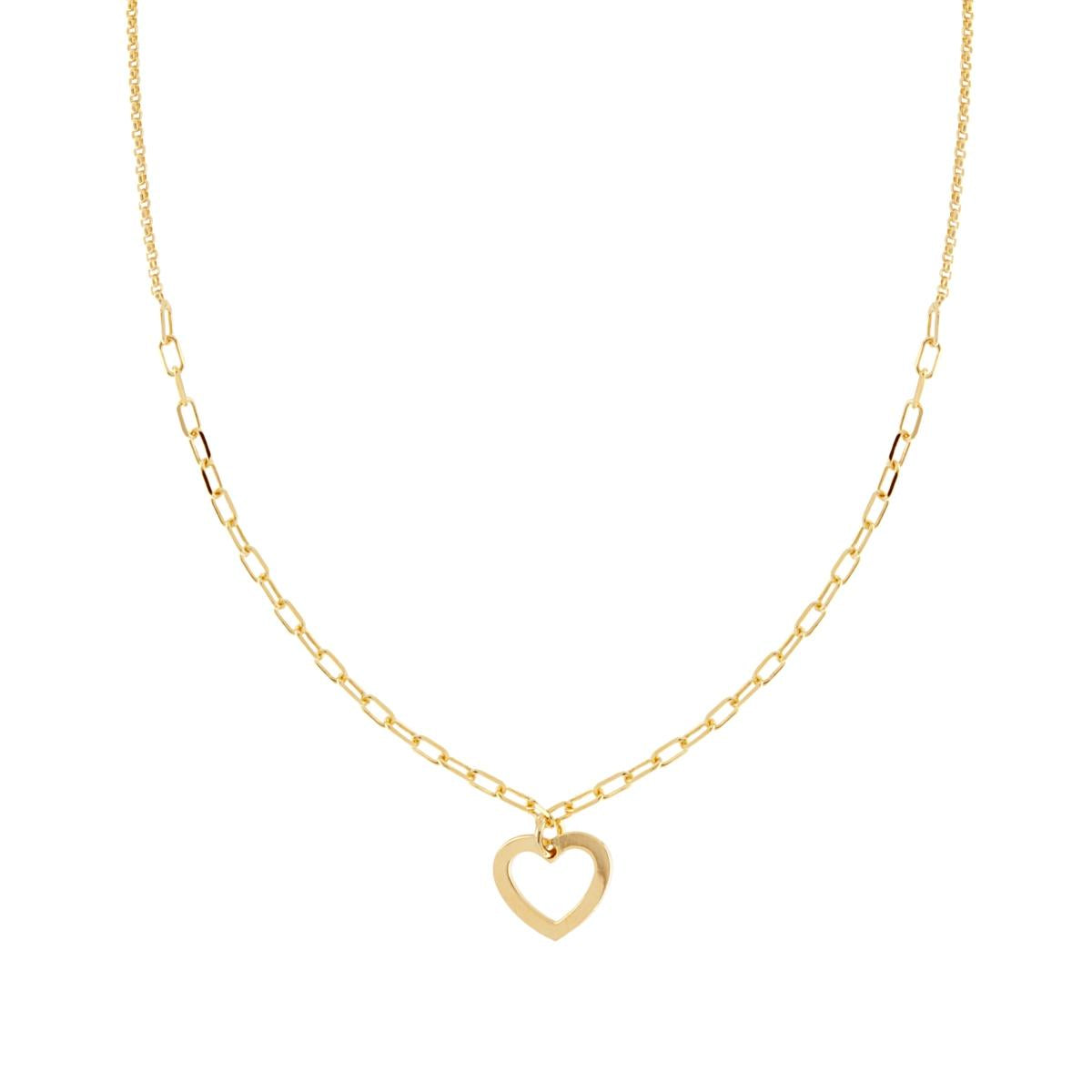 Collana Catena Forzatina Allungata e Rolo Diamantata con Cuore pendente in ARGENTO 925 Galvanica Oro