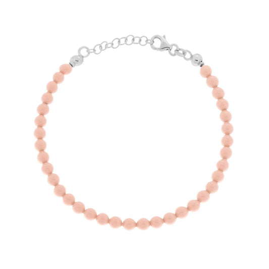 Bracciale Filo Perla colore Corallo Rosa in vetro perlato mm 4 con filo e chiusura in ARGENTO 925 Galvanica Rodio