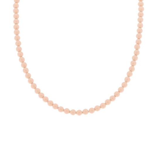 Collana Filo Perla colore Corallo Rosa in vetro perlato mm 4 con filo e chiusura in ARGENTO 925 Galvanica Rodio
